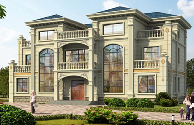 農村歐式風格三層別墅自建房，帶有堂屋設計，對稱設計，上檔次